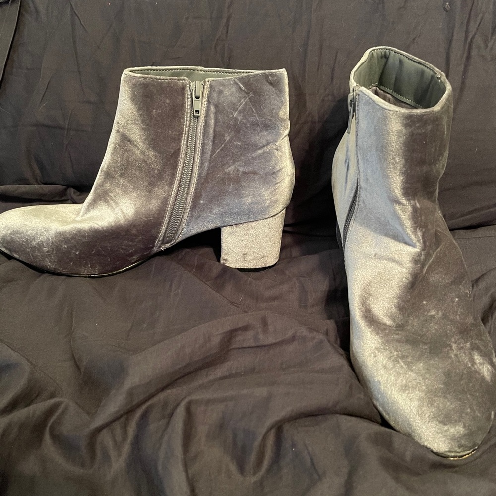 Silver/Gray Velvet Ankle Boots New York & Company